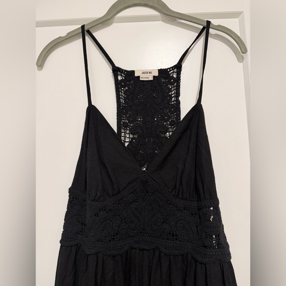 Jason Wu Black Crochet Detail Maxi Dress